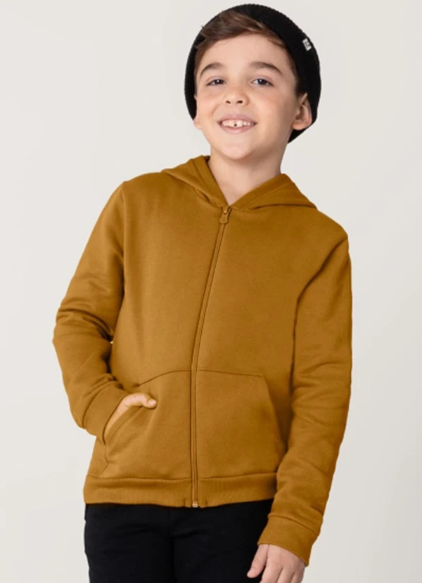 Brandili - Jaqueta Infantil Menino em Moletom Marrom