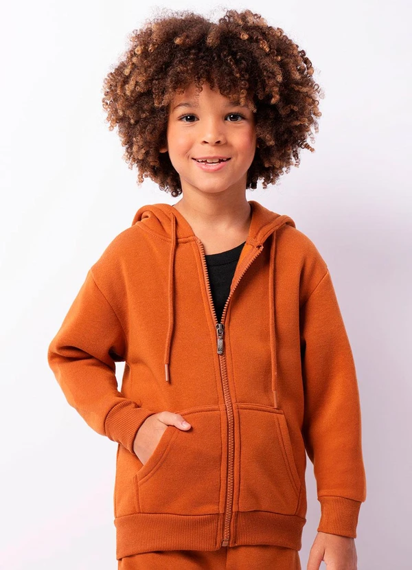 Torra - Jaqueta Moletom Infantil com Capuz Marrom