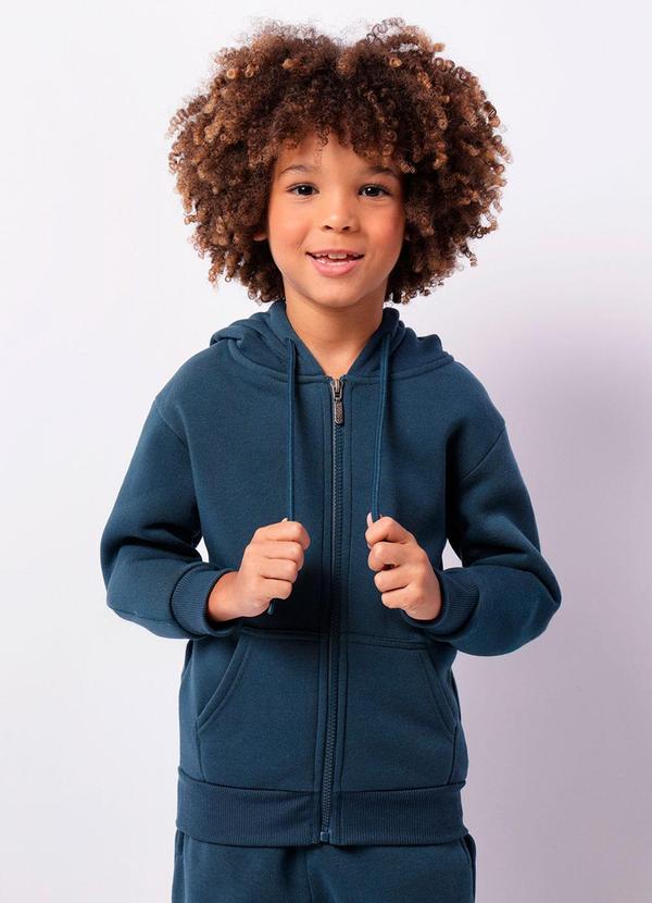 Torra - Jaqueta Moletom Infantil Peluciada Capuz Azul