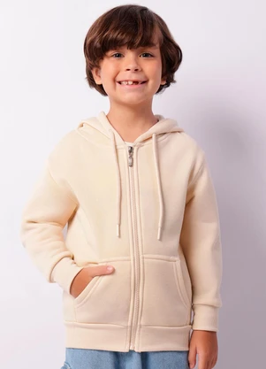 Torra - Jaqueta Moletom Infantil Peluciada Capuz Bege - TORRA