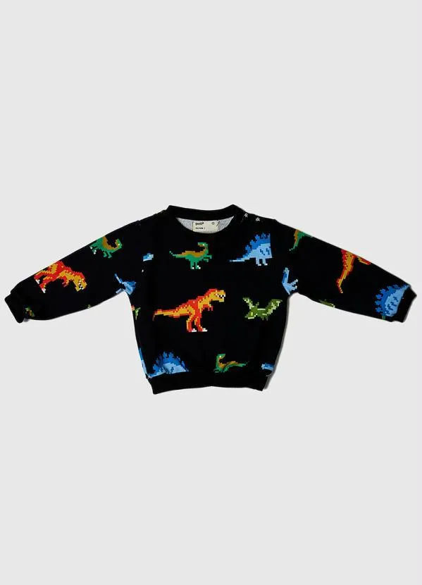 Bento - Moletom Bebê Dino Pix Preto