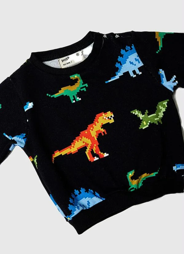 Bento - Moletom Bebê Dino Pix Preto 3