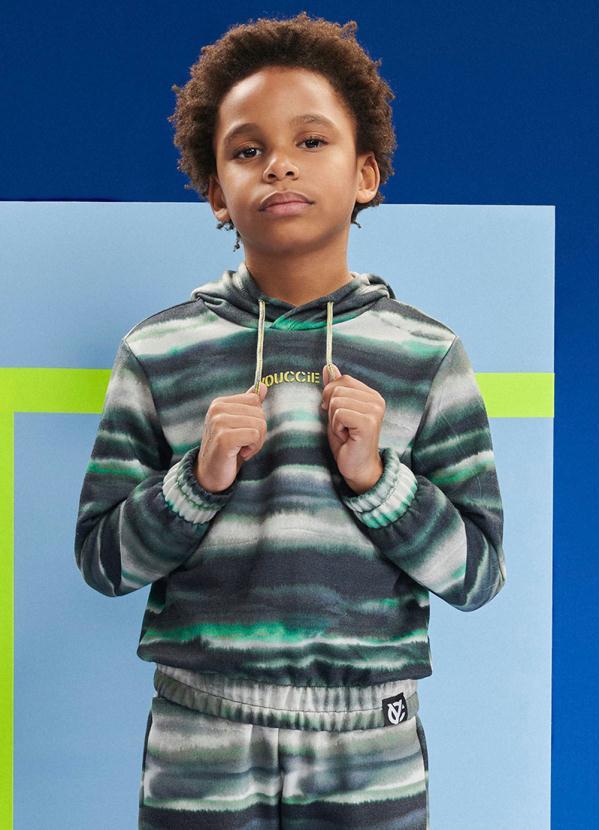 Youccie - Moletom com Capuz Listrado Verde Militar