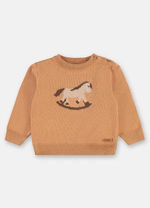 Up Baby - Tricot Bebê com Estampa Cavalinho Bege - UP BABY