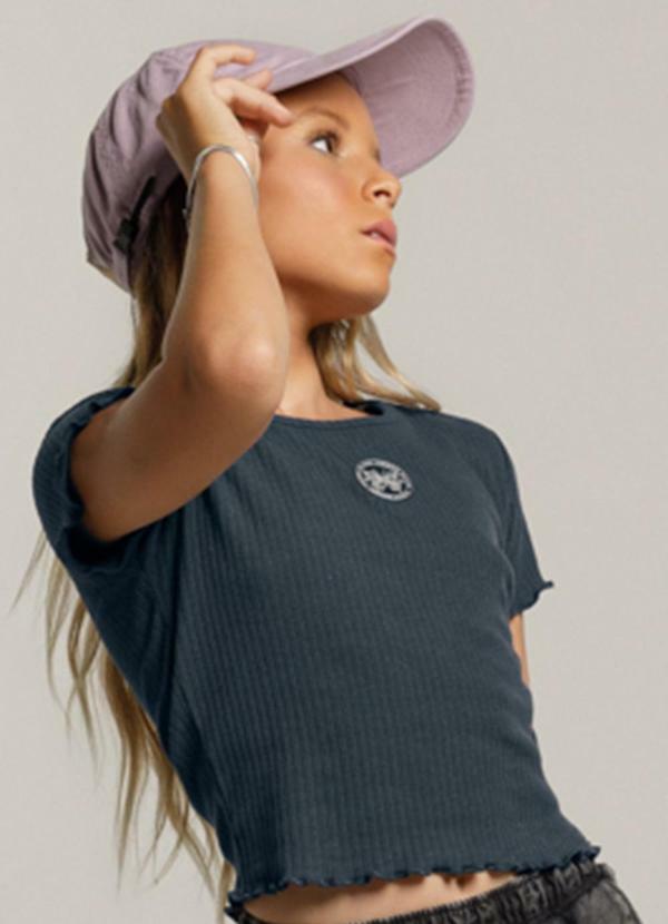 Brandili - Blusa Cropped Teen Menina Cinza