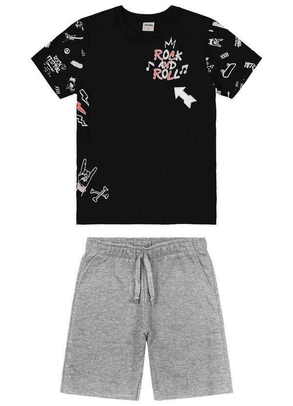 Rovi Kids - Conjunto Infantil Masculino Rock Preto