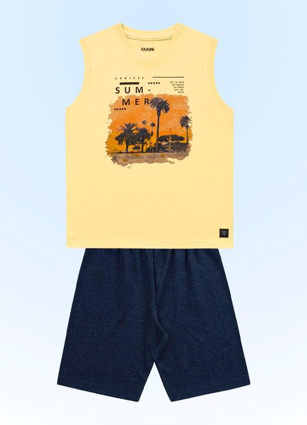 Fakini Kids - Conjunto Regata/Bermuda Amarelo