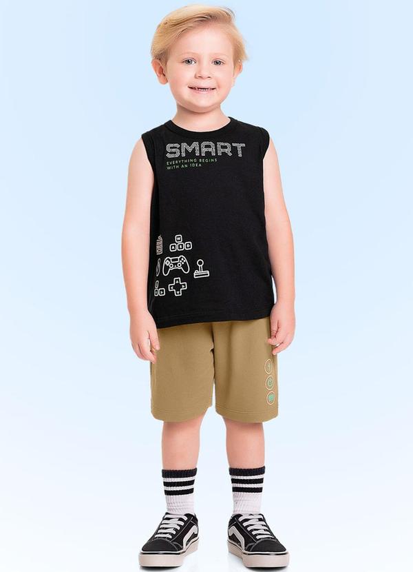 Fakini Kids - Conjunto Regata/Bermuda Preto