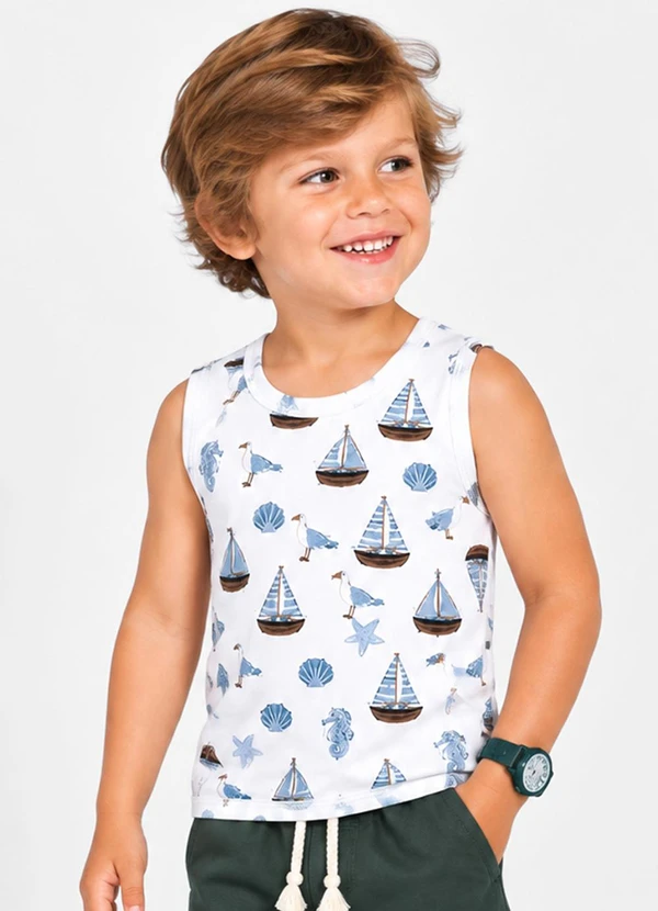 Select - Machao Infantil em Malha Cotton Azul