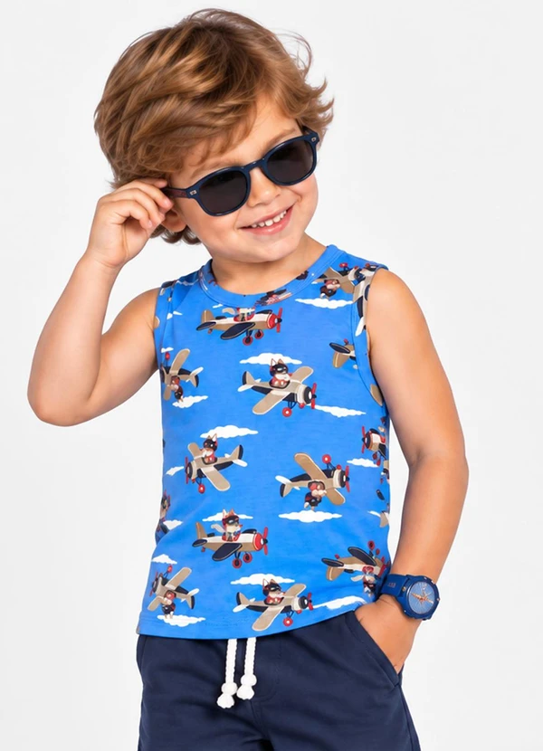 Select - Machao Infantil em Malha Cotton Azul