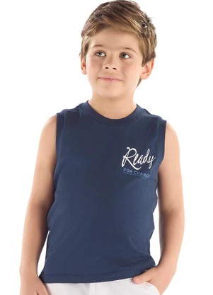 Regata Algodão Estampado Quimby Azul - QUIMBY