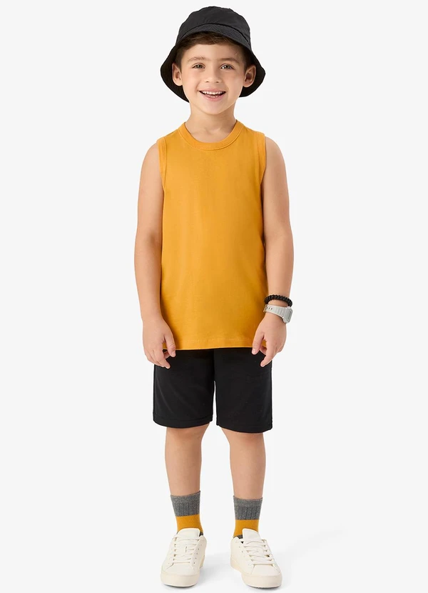 Rovi Kids - Regata Básica Infantil Masculina Amarelo 3