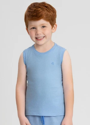 Regata Básica Meia Malha para Meninos Up Baby Azul - UP BABY