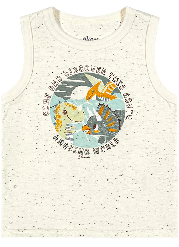 Elian - Regata Bebê Menino Botonê Dino Bege 3