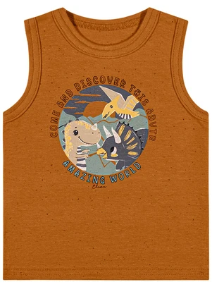 Elian - Regata Bebê Menino Botonê Dino Marrom - ELIAN