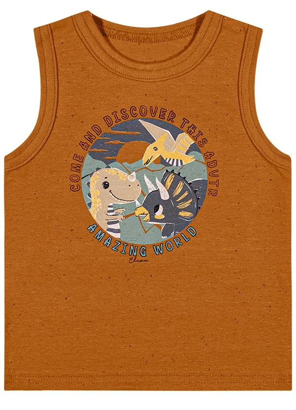 Elian - Regata Bebê Menino Botonê Dino Marrom 1