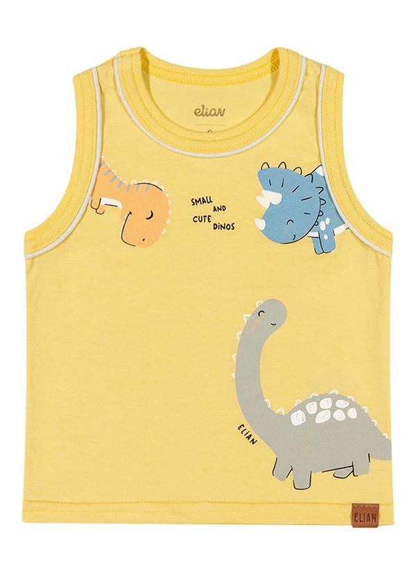Elian - Regata Bebê Menino Dinossauros Elian Amarelo