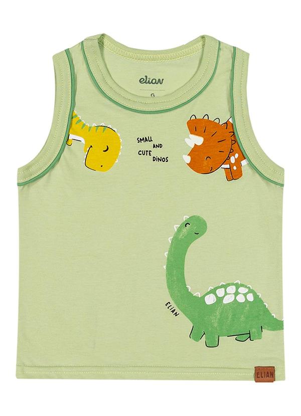 Elian - Regata Bebê Menino Dinossauros Elian Verde