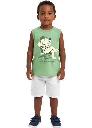Malwee Kids - Regata Cachorrinho em Malha Verde Pastel - MALWEE KIDS