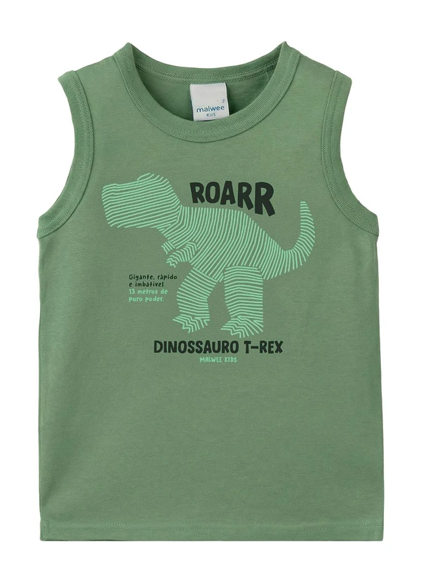 Malwee Kids - Regata Dino Roar em Puff Verde Menta
