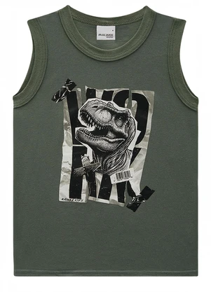 Malwee Kids - Regata Dino Street Style em Malha Cinza - MALWEE KIDS