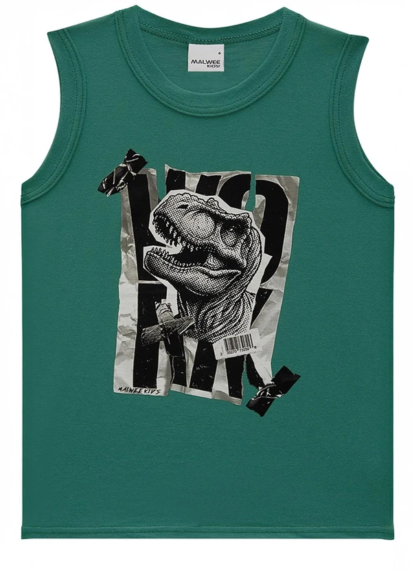 Malwee Kids - Regata Dino Street Style em Malha Verde 