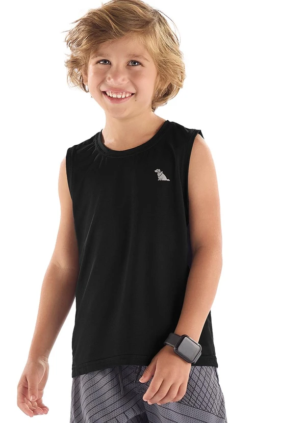 Quimby - Regata Dry Fit Aplique Refletivo Preto