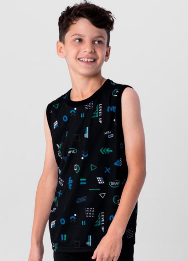 Brandili - Regata Estampada Infantil Menino Preto