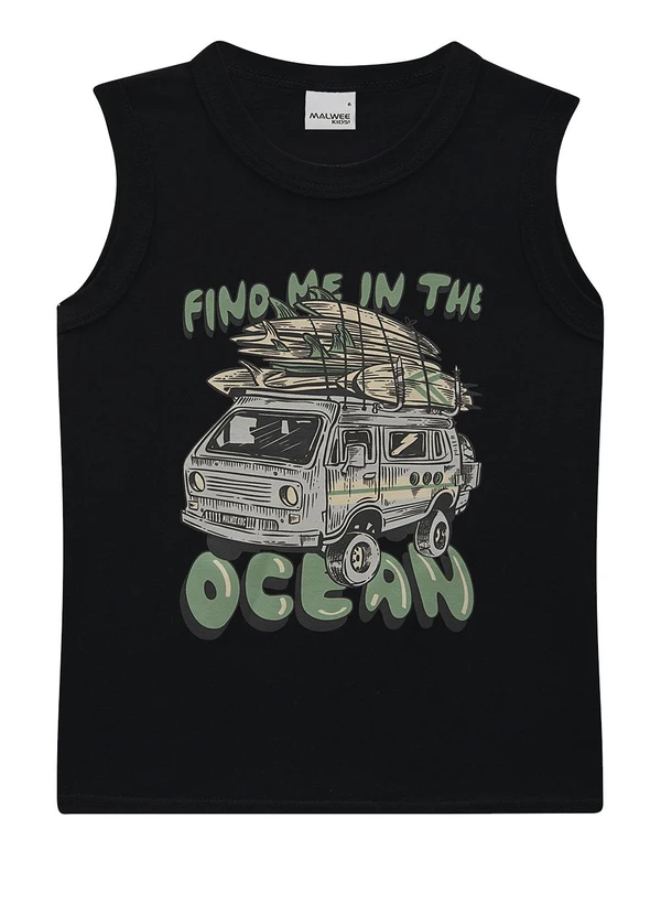 Malwee Kids - Regata Find Me In The Oceans em Malha Preto