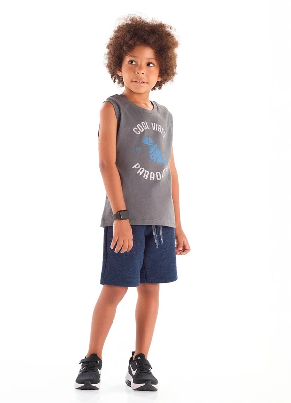 Quimby - Regata Infantil em Algodão Cinza 3