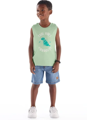 Quimby - Regata Infantil em Algodão Verde - QUIMBY