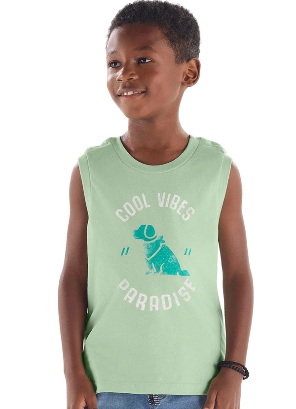 Quimby - Regata Infantil em Algodão Verde