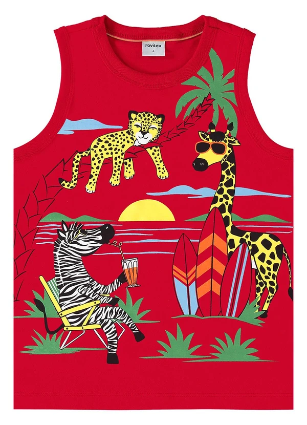Rovi Kids - Regata Infantil Masculina em Meia Malha Vermelho