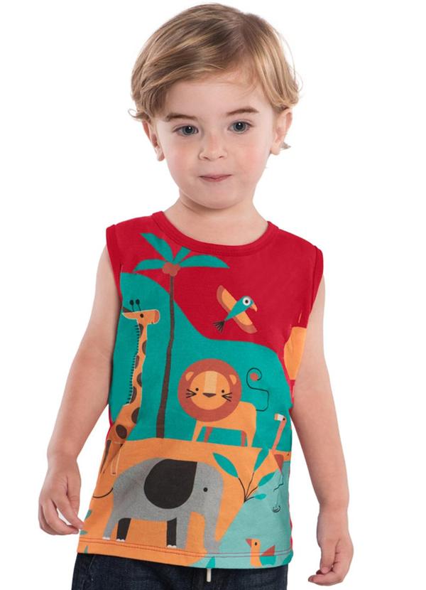 Kyly - Regata Infantil Menino de Bichinhos Vermelho