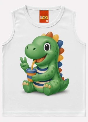 Kyly - Regata Infantil Menino Dinossauro Branco - KYLY
