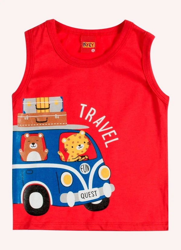 Kyly - Regata Infantil Menino em Algodão Vermelho