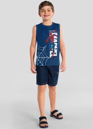 Brandili - Regata Infantil Menino em Meia Malha Azul - BRANDILI