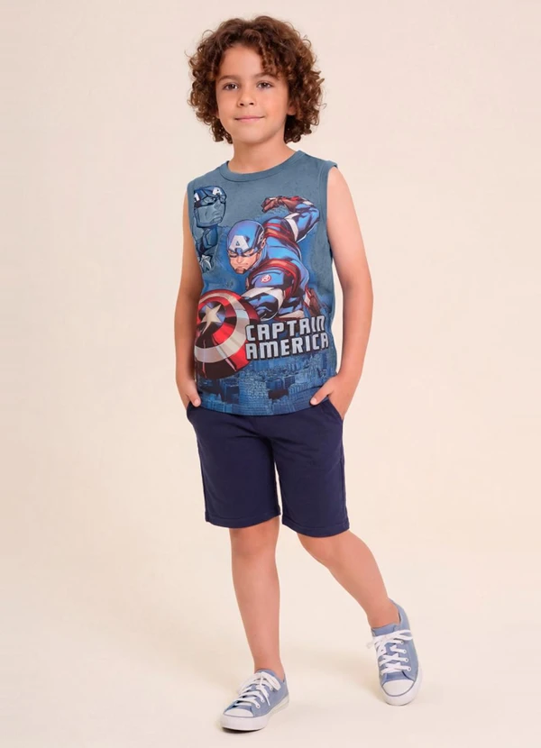 Brandili - Regata Infantil Menino em Meia Malha Azul