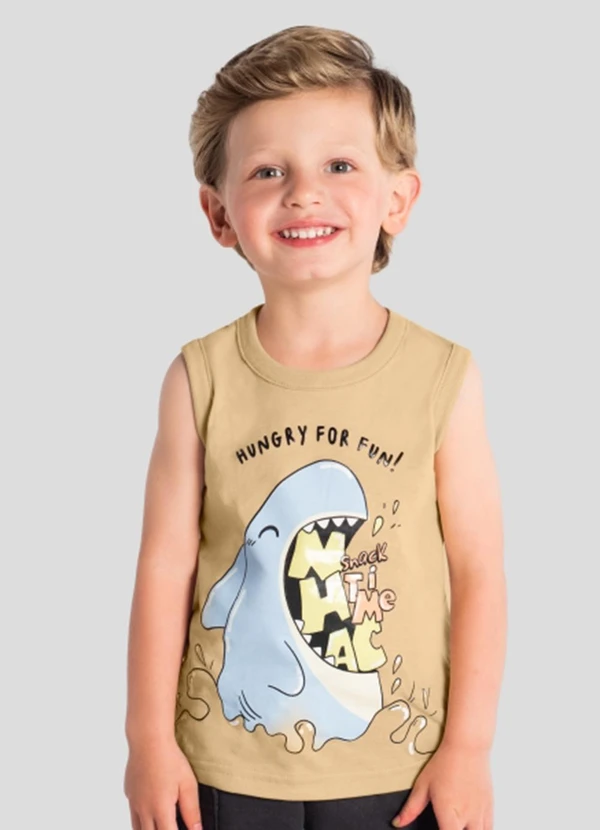 Brandili - Regata Infantil Menino em Meia Malha Bege