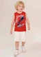 Brandili - Regata Infantil Menino em Meia Malha Cinza - variação: Vermelho