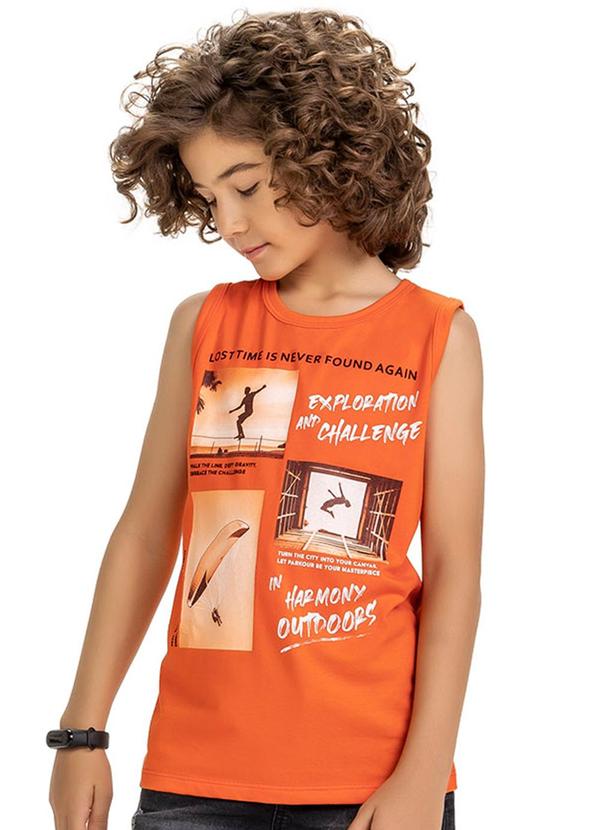 Kyly - Regata Infantil Menino Estampada Laranja