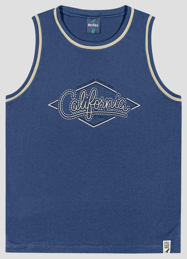 Reirex - Regata Infantil Menino Meia Malha Estampada Azul