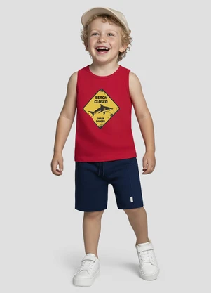 Reirex - Regata Infantil Menino Meia Malha Vermelho - REIREX