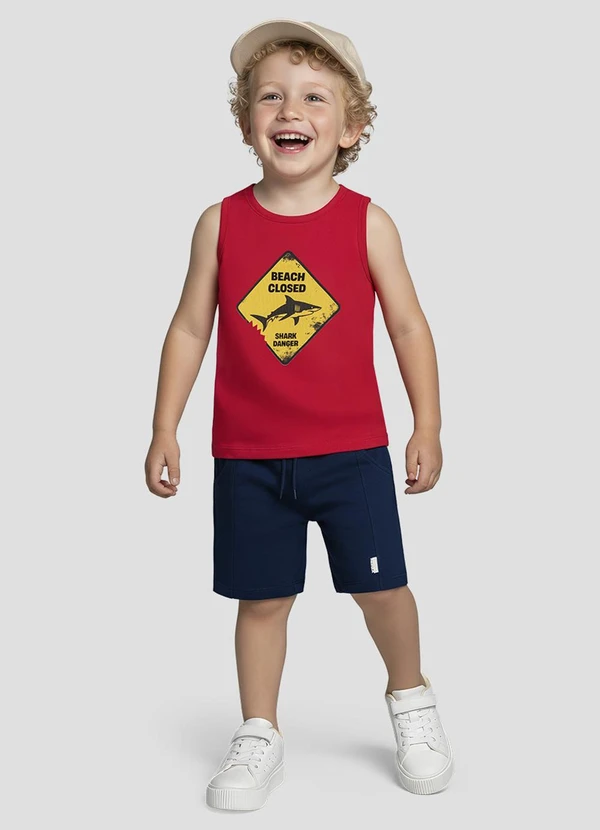 Reirex - Regata Infantil Menino Meia Malha Vermelho