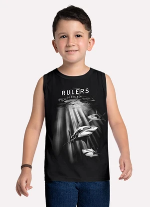 Kyly - Regata Infantil Menino Tubarões Preto - KYLY