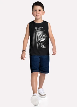 Kyly - Regata Infantil Menino Tubarões Preto - KYLY