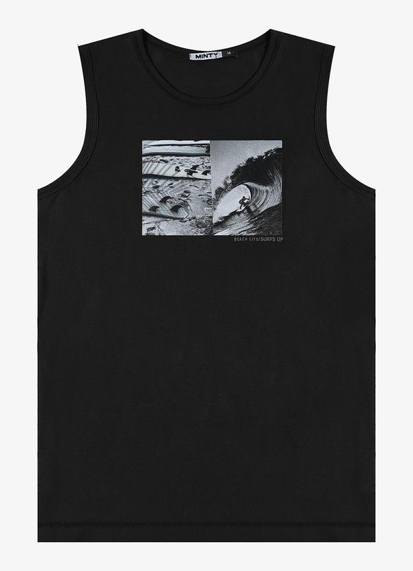 Minty - Regata Juvenil Meia Malha Masculina Preto 1