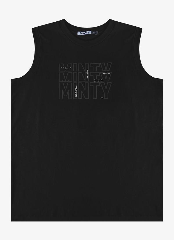 Minty - Regata Juvenil Meia Malha Masculina Preto