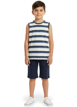 Malwee Kids - Regata Listrada em Malha Azul Marinho - MALWEE KIDS