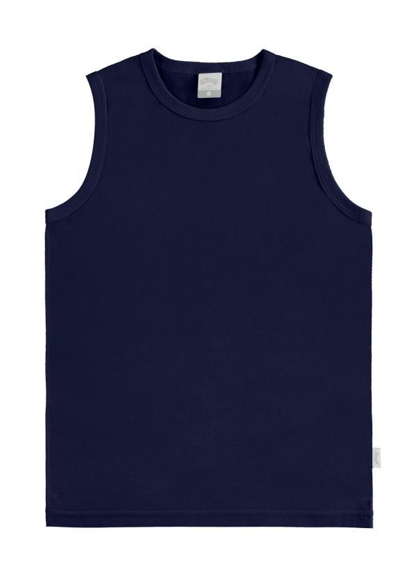 Alakazoo - Regata Meia Malha Menino Básica Azul